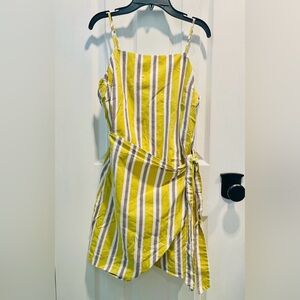 Cute Striped Yellow Wrap Sundress